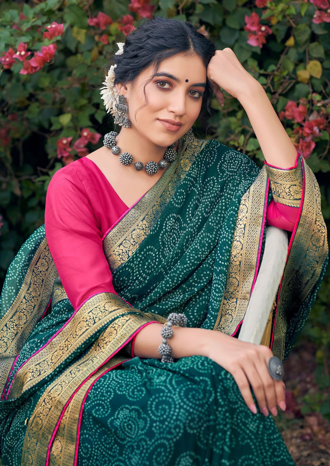Garima By Kashvi Bandhej Printed Georgette Sarees Wholesale Market In Surat